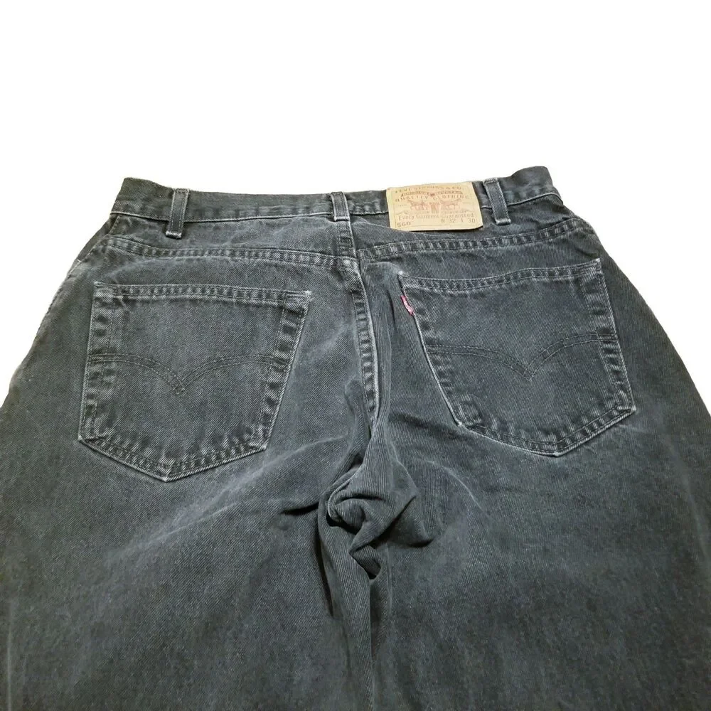 Levi's 560 Jeans Men Size 32x30 Black Dark Gray Denim Vtg Made In USA (31x28.5)